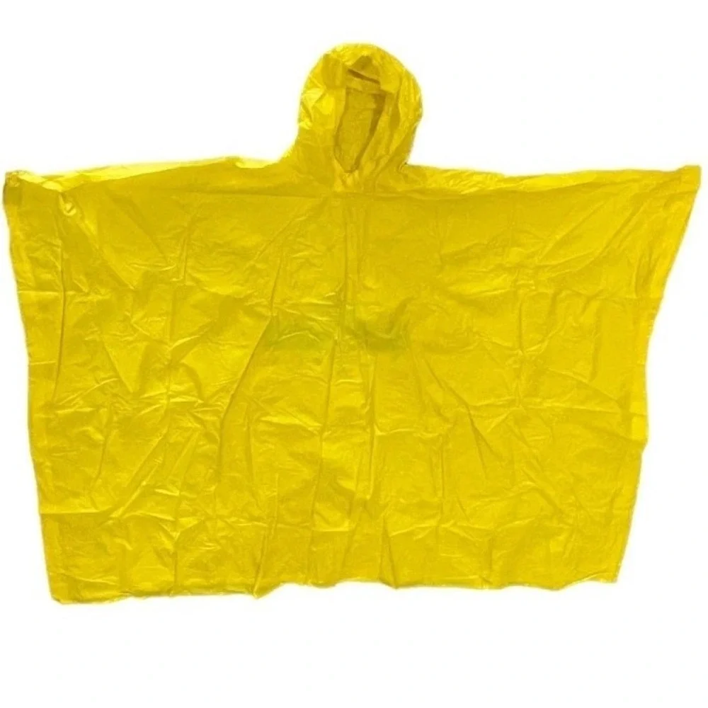 Rain Poncho Yellow PVC Lightweight Poncho‎ Waterproof Hoodie Snaps 50W